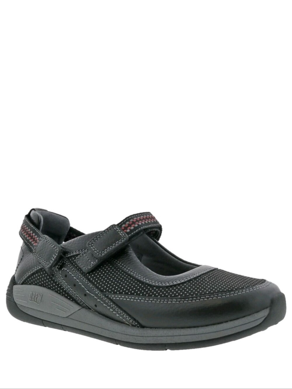 DREW Black Comfort Slip-On Shoe with Gray Sole Panels